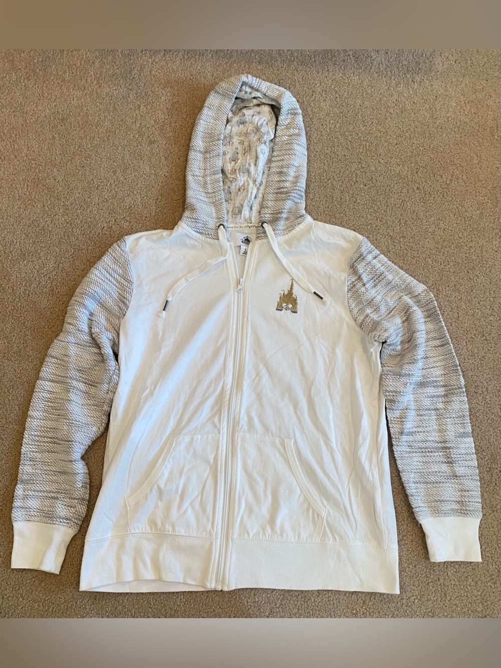 Disney Parks Walt Disney World Castle Sketches & Mickey Zip-Up Hoodie Size Large